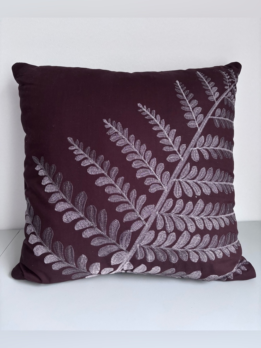 Madison Square Park Embroidered Fern Throw Pillow